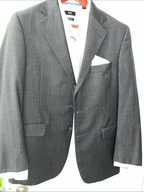 Jack Victor Men's Charcoal Gray Two-Button Tailored Blazer EUC, like new